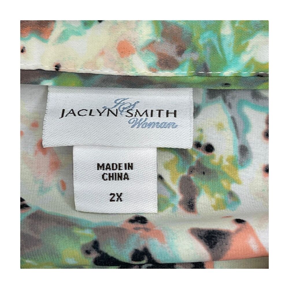 Jaclyn Smith Shirt Women's 2X Multicolor Floral Pockets Collared Button Down - Picture 2 of 7